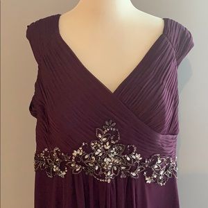 V-neck floor length evening dress
